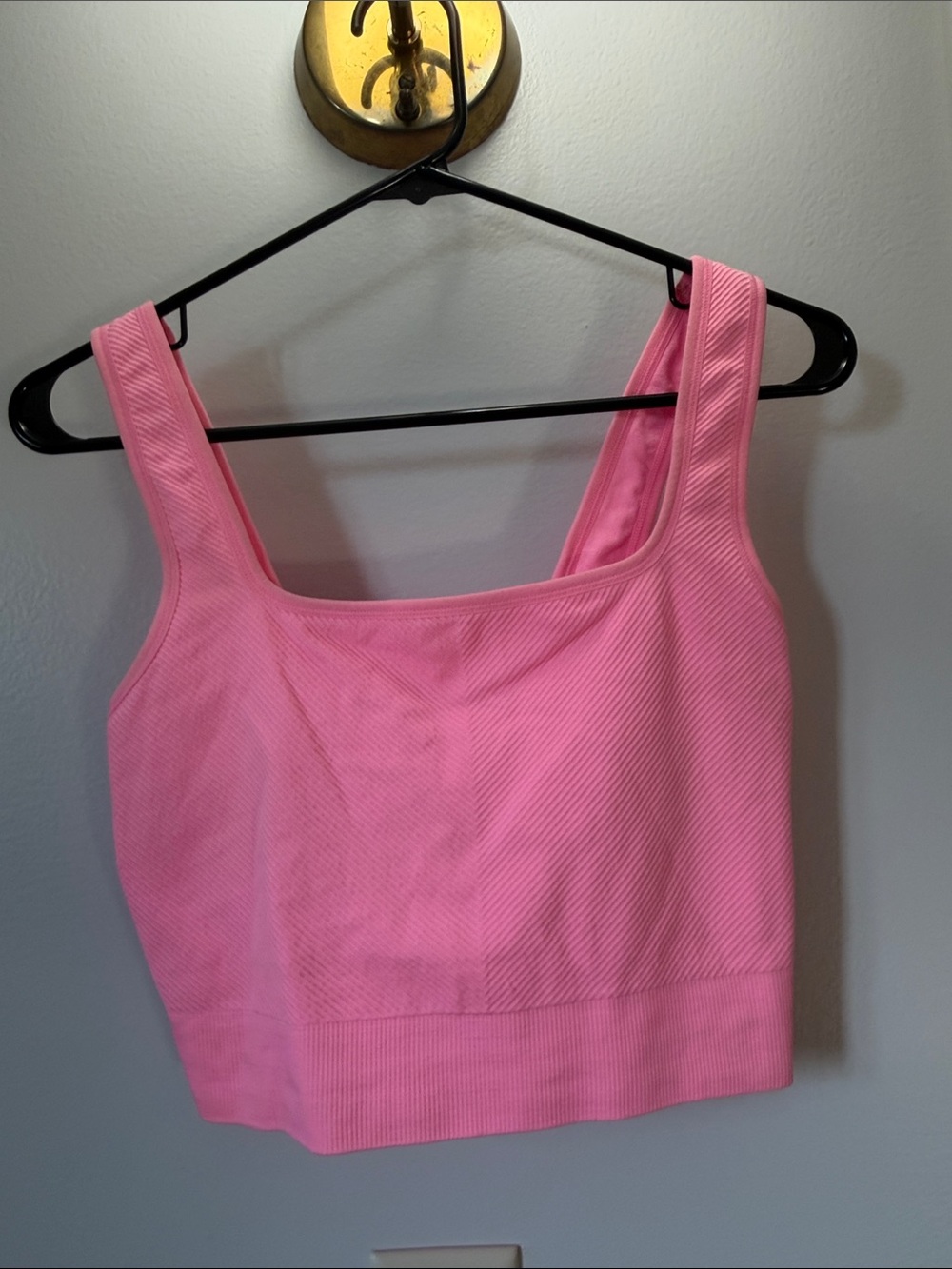 all in motion Pink Ribbed Square-Neck Crop Top